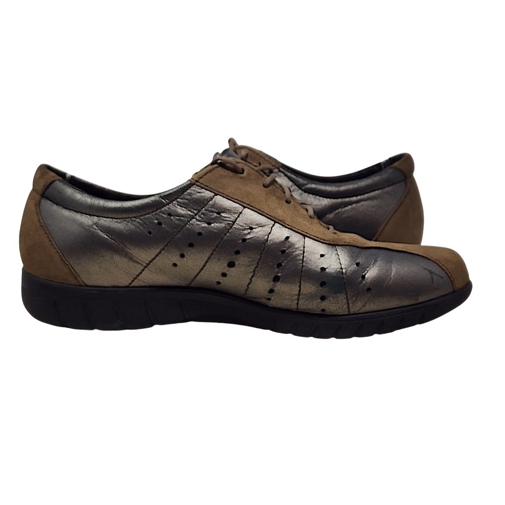 Munro Sport Sneaker 9.5 Women Tori Oxford Pewter Brown Leather Suede Comfort USA - Picture 7 of 13